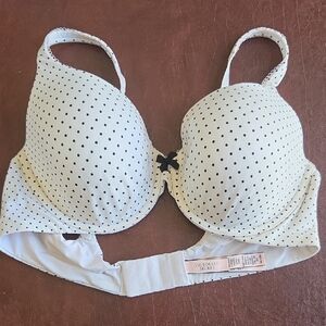 Victoria's Secret "Body By Victoria" White Bra with Black Polka Dots And Bow 36C